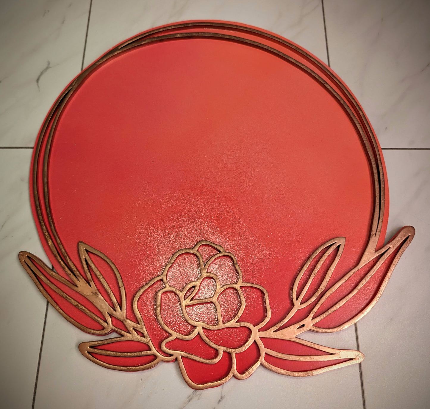 Coral Ombre Rose outline framed sign