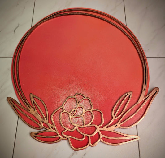 Coral Ombre Rose outline framed sign