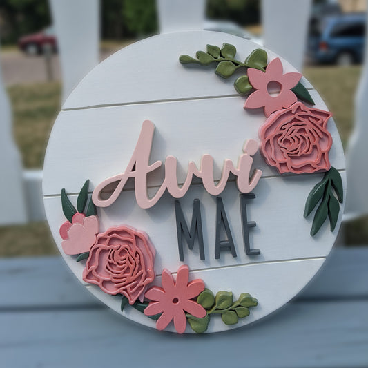 Floral shiplap nursery sign